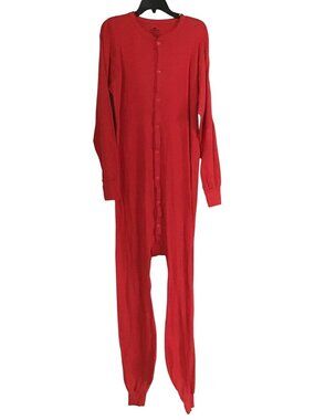 Indera Red Mens 2XLT Cotton Thermal Union Suit One Piece with Butt Flap